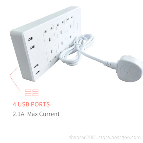 6 Socket 4 Port Usb Power Strip Surge Protector US Power Strip With Usb Charging Ports Extension Cord Power Strip